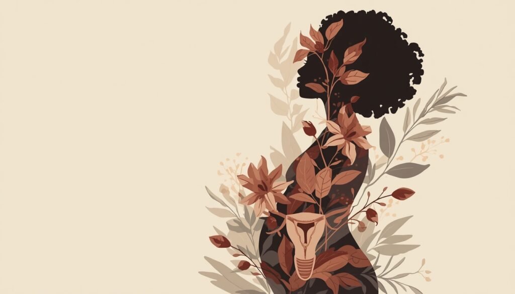 Black woman learning about uterine fibroids and reproductive health options
